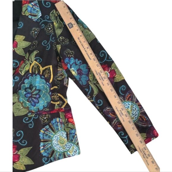 Chico's Vibrant Floral Blazer with Red and Blue Accents Size 1 M - Picture 6 of 8
